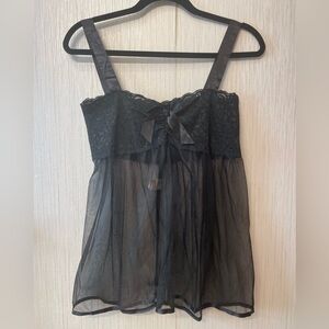 Elegant Moments Sheer Lace Babydoll Lingerie - Black XL